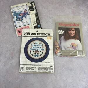 3 Counted Cross Stitch Kits Golden Bee Wearables Designs for Needle Dimensions